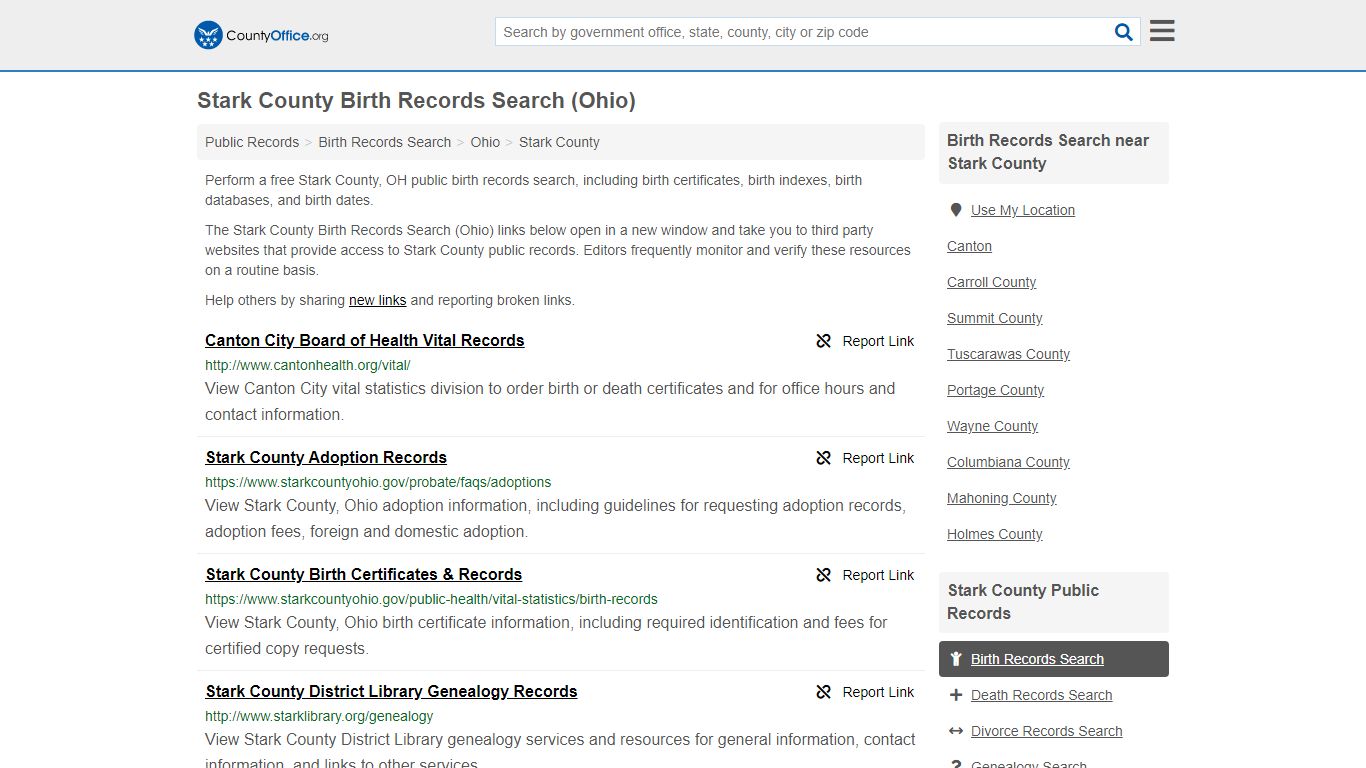 Birth Records Search - Stark County, OH (Birth ...