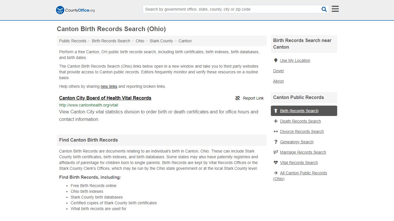 Birth Records Search - Canton, OH (Birth Certificates ...